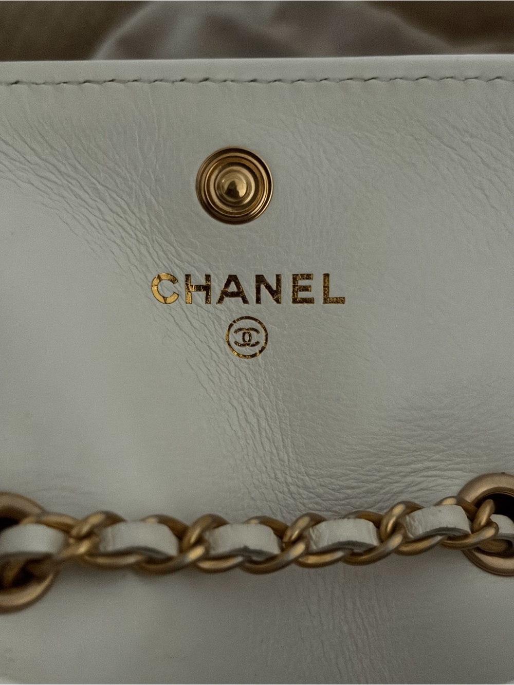 CHANEL White Quilted Mini Chain Belt Wallet with Gold CC Hardware - Picture 6 of 16